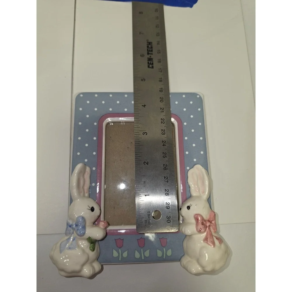 1980s‎ Terragrafics vintage ceramic picture frame 3D bunnies rabbits